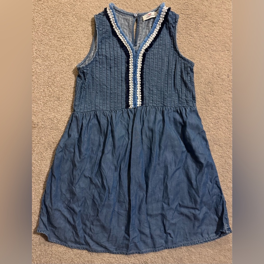Denim Dress with Fringe Details